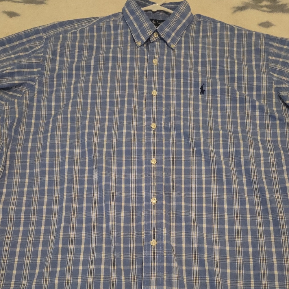Polo by Ralph Lauren Men's Blue Checkered Long Sleave Shirt